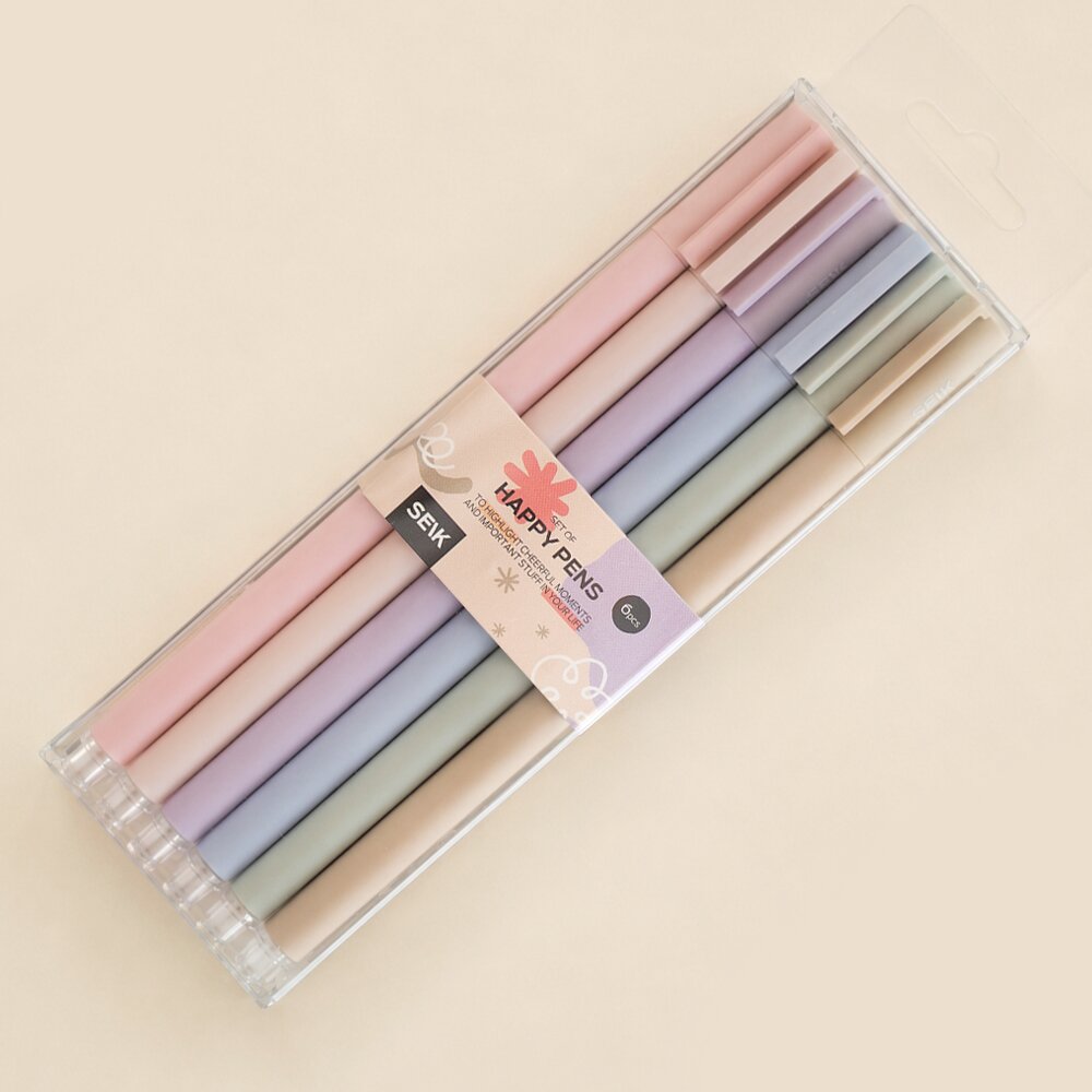 SEIK Happy Pen -  Színes pasztell tűfilc szett -  6 szín