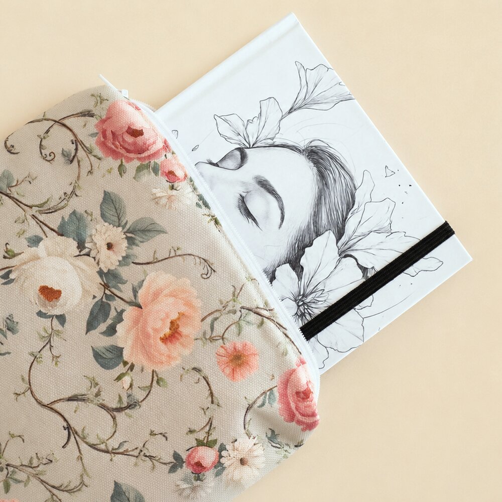 Blooming Love - Cipzáras vászon naplótok - Floral