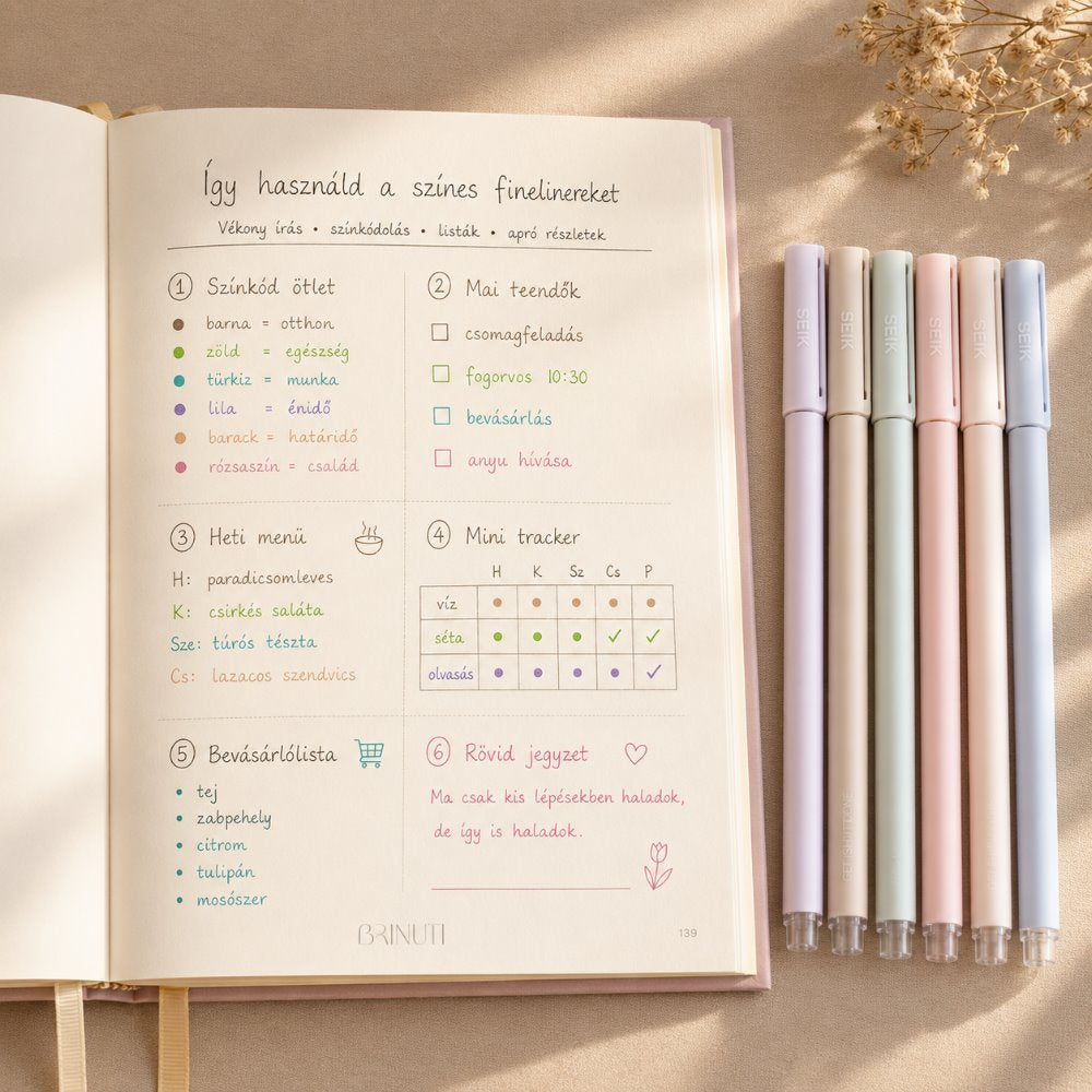 SEIK Happy Pen -  Színes pasztell tűfilc szett -  6 szín